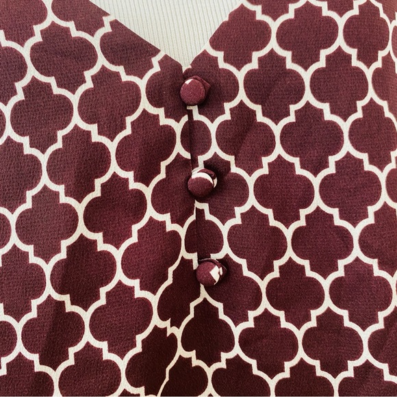 Express Spaghetti Strap Blouse Brown White Abstract Print V-Neck Small - Picture 3 of 11